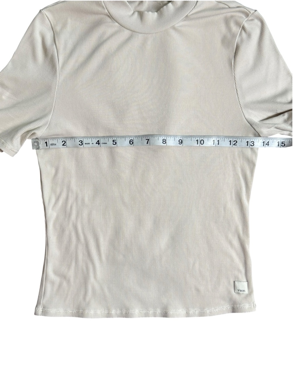 Vuori Ribbed Mock Neck Short Sleeve Top Cream Size Small - Picture 6 of 9